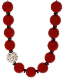 Red haute. This necklace from Haskell is crafted from gold-tone mixed metal with black faceted spacers breaking up the red glass beads. The gold-tone and glass bead adds a stylish touch. Approximate length: 20 inches + 3-inch extender. Approximate drop: 9/10 inch. Red haute. This necklace from Haskell is crafted from gold-tone mixed metal with black faceted spacers breaking up the red glass beads. The gold-tone and glass bead adds a stylish touch. Approximate length: 20 inches + 3-inch extender. Approximate drop: 9/10 inch.