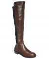 A dramatic zipper separates the two textures of Report's Duke super lean, super tall boots.