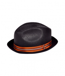 Stylish dark chocolate mens woven paper hat - A modern spin on the classic Trilby - Chic contrast cotton brim - Elegant striped grosgrain band in shades of orange, red and cream - A slick, go-to accessory this season and indispensable warm weather must Stylish dark chocolate mens woven paper hat - A modern spin on the classic Trilby - Chic contrast cotton brim - Elegant striped grosgrain band in shades of orange, red and cream - A slick, go-to accessory this season and indispensable warm weather must