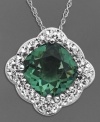 Envy-inducing green. Kaleidoscope's breathtaking pendant features a round-cut green crystal and rows of surrounding crystals with Swarovski Elements. Set in sterling silver. Approximate length: 18 inches. Approximate drop: 9/10 inch.