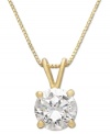 Solitaire sparkle adds an element of timeless sophistication. Necklace by B. Brilliant features a single round-cut sparkling cubic zirconia (1 ct. t.w.) in a four prong 18k gold and sterling silver setting. Approximate length: 17 inches. Approximate drop: 1/2 inch.