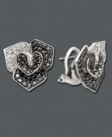 Flirty earrings in contrasting colors are the perfect last-minute touch. Effy Collection's chic studs feature a pretty flower design in round-cut black diamonds (1-1/3 ct. t.w.) and round-cut white diamonds (1/2 ct. t.w.). Set in 14k white gold. Approximate diameter: 1/2 inch. Flirty earrings in contrasting colors are the perfect last-minute touch. Effy Collection's chic studs feature a pretty flower design in round-cut black diamonds (1-1/3 ct. t.w.) and round-cut white diamonds (1/2 ct. t.w.). Set in 14k white gold. Approximate diameter: 1/2 inch.
