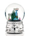 Youngsters with a need for speed finish first with the Race Car musical water globe from Reed & Barton. Colorful race cars zip around a track to the tune of the Star Spangled Banner. A shower of celebratory confetti shimmers as it swirls within the glass.