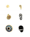 RACHEL Rachel Roy's stylish array of stud earrings lets you wear them in myriad chic combinations. Set includes skulls, safety pins, angel wings, and more. Crafted in gold tone and hematite tone mixed metal with glass crystal detailing. Approximate diameter: 1/4 inch to 1 inch.