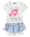 With a colorful Juicy Royals sparkle graphic, this playful Juicy Couture tee and leggings set is perfect for fun in the sun.