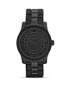 Upgrade your practical portfolio with this matte-black plated watch from MICHAEL Michael Kors. It's rimmed in crystals for a hit of glitz that ensures your reach for this timepiece again and again.