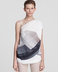 Adorned with an abstract graphic print, this asymmetric Helmut Lang top takes over when the tee left off. Undeniably cool for now with a blazer, it's fabulous worn solo once the weather warms up.