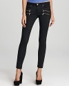 Front exposed zips lend a punk-chic sensibility to these Paige Denim skinny jeans.