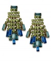 A tranquil mix of color from Bar III. With blue and green clusters of crystal accents, these drop earrings from Bar III lend a soothing feel to your look. Crafted in gold tone mixed metal. Approximate drop: 1-3/4 inches.