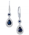 Adorn yourself with something elegant. These teardrop-shaped earrings highlight round and pear-cut sapphires (1-3/4 ct. t.w.) and round-cut diamonds (1/3 ct. t.w.). Set in 14k white gold. Approximate drop: 1-1/4 inches.