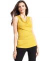 This bright sleeveless top from Alfani is the perfect piece to punctuate so many ensembles!