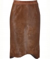 Work an ultra luxurious note into your office essentials with Missonis rich brown haircalf pencil skirt, finished with an uneven raw hemline for that added edge of contemporary-cool - Hidden side zip, button closure, tonal suede waistband, fully lined - Form-fitting - Mix it up with patterned knits and a finish of sleek matching brown leather accessories