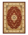 Safavieh's Lyndhurst collection offers the beauty and painstaking detail of traditional Persian and European styles with the ease of polypropylene. With a symphony of florals, vines and latticework detailing, these beautiful rugs bring warmth and life to any room. Polypropylene resists stains, keeping rugs pristine for years to come. This rug features a soft ivory border with ornate detailing throughout. A striking, supernova-like medallion floats in the center of the dramatic red interior. (Clearance)