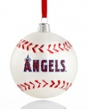 Hit a holiday home run with Kurt Adler's MLB baseball ornament for Angels fans. Red and white glass offers cheer that lasts well beyond the season.