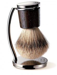 Collezione Barbiere offers the ultimate in men's grooming. Pure badger hair brush with stand creates a luxurious shaving experience. 
