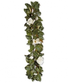 Don your staircase, mantel or pillars with this Magnolia garland from Winward. Perfect for decorating in winter months, it reflects the peaceful calm of the season in these white blossoms.