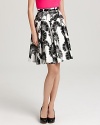 A black-and-white Florentine print elegantly embellishes this kate spade new york skirt, cut in a flirty full silhouette and finished neatly with a slim patent belt.