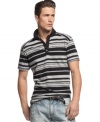 Stripe sensation. This polo shirt from INC International concepts upgrades your casual look.