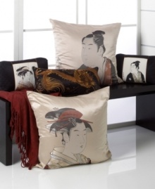 Bring the strength of the warrior into your home, elegantly, with the Samurai Box decorative pillow from Natori. Featuring a printed samurai image pieced on textured 100% silk, this unique pillow is artistically refined. Bring the strength of the warrior into your home, elegantly, with the Samurai Box decorative pillow from Natori. Featuring a printed samurai image pieced on textured 100% silk, this unique pillow is artistically refined.