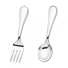 Tasteful, elegant, the Classic Bead 2-piece baby set in sterling silver is sure to be appreciated for its keepsake quality and beauty. Includes fork and spoon and is perfect for monogram. Tasteful, elegant, the Classic Bead 2-piece baby set in sterling silver is sure to be appreciated for its keepsake quality and beauty. Includes fork and spoon and is perfect for monogram.