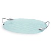 The Lotus Pond Collection takes its inspiration from the mystical and serene symbolism associated with aquatic imagery. The transparent and shimmering nature of glass perfectly expresses the quality of the surface of water. The solid metal handles rise out from the glass surface just as lotus flowers pierce water, reaching up and bending backwards. Polished Aluminum, glass