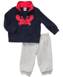 In a pinch or just because, this cute jacket and pant set from Carter's will keep him comfy no matter what. In a pinch or just because, this cute jacket and pant set from Carter's will keep him comfy no matter what.