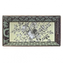 Fringe grand gray rose beaded glass tray. Features a vintage-inspired floral pattern kiln-fired to glass. With high-sided, beveled edges and beaded details along rim. Wipe with a damp cloth to clean. Perfect for personal use or gift giving. Fringe grand gray rose beaded glass tray. Features a vintage-inspired floral pattern kiln-fired to glass. With high-sided, beveled edges and beaded details along rim. Wipe with a damp cloth to clean. Perfect for personal use or gift giving.