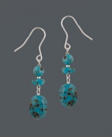 The perfect summer hue. Accent your wardrobe with fresh drops by Avalonia Road. Earrings feature turquoise nugget beads in a sterling silver setting. Approximate drop: 1-3/4 inches. The perfect summer hue. Accent your wardrobe with fresh drops by Avalonia Road. Earrings feature turquoise nugget beads in a sterling silver setting. Approximate drop: 1-3/4 inches.