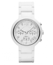 As pure as the driven snow, this chic watch by AX Armani Exchange boasts function and refined style. As pure as the driven snow, this chic watch by AX Armani Exchange boasts function and refined style.