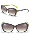 Oversized cat eye sunglasses with radiating color at temples and interior is a must-have silhouette of the season.