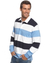 Navigate your way to classic casual style with this rugby shirt from Club Room.