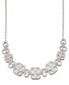 The perfect adornment. Complete your special occasion look with Eliot Danori's Diadem necklace. Crafted in silver tone mixed metal, this frontal necklace features emerald-cut cubic zirconias (8-1/2 ct. t.w.) and crystal accents. Approximate length: 10 inches + 2-inch extender. Approximate drop length: 3 inches. Approximate drop width: 6 inches.