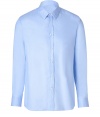 With its crisp, classic coloring and clean modern look, Marc Jacobs cotton button-down is a luxe essential tailored to four-season sophistication - Classic collar, long sleeves, buttoned cuffs, button-down front, shirttail hemline - Contemporary straight fit - Wear with pullovers and broken-in jeans, or to work with silk ties and sharply cut suits