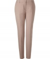 Elegant sand colored pants in a fine cotton blend - light, very pleasant, summery material - moderately high waist and slim, pleated leg (makes your legs look longer ) - terrific office pants, looks classy, but stylish - wear with a fresh blouse or top and over a blazer