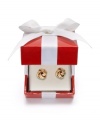 Give love a little extra nudge with this symbolic gift. Love knot stud earrings feature a delicate overlapping design and post setting in 18k gold. Approximate diameter: 1/3 inch.