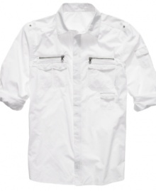 Let your casual wardrobe take flight with this cool, casual shirt from Sean John.