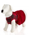 A fetching red plaid with a velvety red skirt will make your pooch the envy of all the other dogs in the park. Dress her up before taking the annual family photo.