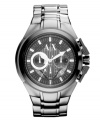 Monochromatic cool in a classic sport chronograph watch, by AX Armani Exchange.