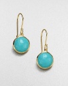 From the Lollipop Collection. Distinctively faceted turquoise drops set in gleaming 18k yellow gold. Turquoise 18k yellow gold Drop, about 1 Diameter, about ½ Ear wire Imported
