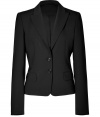 With its sharply tailored fit and timeless classic styling, Hugos jet black blazer is an all-season essential - Peaked lapel, long sleeves, two button closures, front flap pockets, back vent - Slightly shorter, tailored fit - Pair with a crisp white shirt and jeans, or dress up for work with a pencil skirt and peep-toes