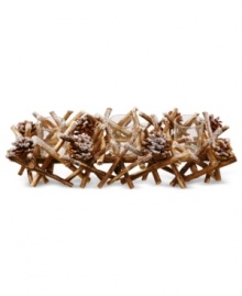 A cluster of twigs and pine cones create a comforting wintry home accent in this candle holder from Winward. Place this votive holder upon your mantel or in the center of your dinner table for a subtle holiday glow.