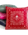 Renegade style rules with Lauren by Ralph Lauren's University Bandana decorative pillow, boasting a skull-and-crossbones design at center.