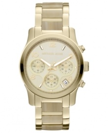 A touch of natural-inspired horn lends a rustic presence to this Runway watch from Michael Kors. A touch of natural-inspired horn lends a rustic presence to this Runway watch from Michael Kors.