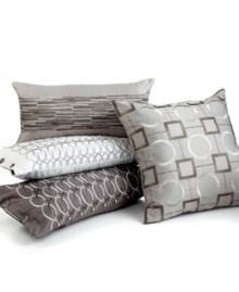 Infinite style possibilities. Rows of embroidered rings give this Hotel Collection decorative pillow a decidedly modern distinction. Featuring button accents along two sides. Hidden zipper closure. Infinite style possibilities. Rows of embroidered rings give this Hotel Collection decorative pillow a decidedly modern distinction. Featuring button accents along two sides. Hidden zipper closure.