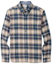 Classic plaid pairs with a slim fit giving this Lucky Brand Jeans shirt its modern and manly look.