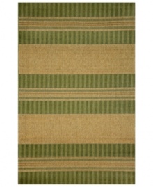 Stripecast: with wide, colorblocked bands and rich texture, Liorra Manne's Tropez Stripe rug has the ability to pull a room together in chic, relaxed style. UV-stabilized, mold and mildew-resistant, the versatile rug in grassy green and natural hues is equally pretty indoors or out. Stripecast: with wide, colorblocked bands and rich texture, Liorra Manne's Tropez Stripe rug has the ability to pull a room together in chic, relaxed style. UV-stabilized, mold and mildew-resistant, the versatile rug in grassy green and natural hues is equally pretty indoors or out.