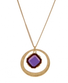 Shape up! A cut-out circle and purple square enhance the the asymmetrical shape of Kenneth Cole New York's chic pendant necklace. Crafted in gold tone mixed metal. Approximate length: 16 inches + 3-inch extender. Approximate drop: 1-1/2 inches. Shape up! A cut-out circle and purple square enhance the the asymmetrical shape of Kenneth Cole New York's chic pendant necklace. Crafted in gold tone mixed metal. Approximate length: 16 inches + 3-inch extender. Approximate drop: 1-1/2 inches.
