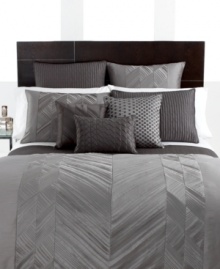 Bands of silver and gray link together and expand to create added dimension that captivates the eye. This bold decorative pillow enhances the look of the Pieced Pintuck design from Hotel Collection bedding. (Clearance) Bands of silver and gray link together and expand to create added dimension that captivates the eye. This bold decorative pillow enhances the look of the Pieced Pintuck design from Hotel Collection bedding. (Clearance)
