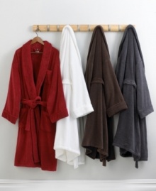 Relax in the plush, five-star luxury of Hotel Collection's Cotton bath robe. Made from 100% ring spun cotton for an incredibly soft touch and luxurious feel. Relax in the plush, five-star luxury of Hotel Collection's Cotton bath robe. Made from 100% ring spun cotton for an incredibly soft touch and luxurious feel.