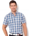 Summer's not done so get in all the sun you can with this preppy plaid shirt from Nautica.